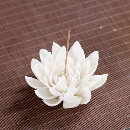 White Lotus Porcelain Incense Burner