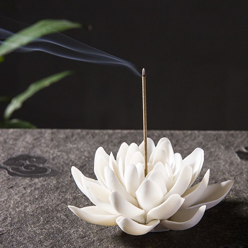 White Lotus Porcelain Incense Burner