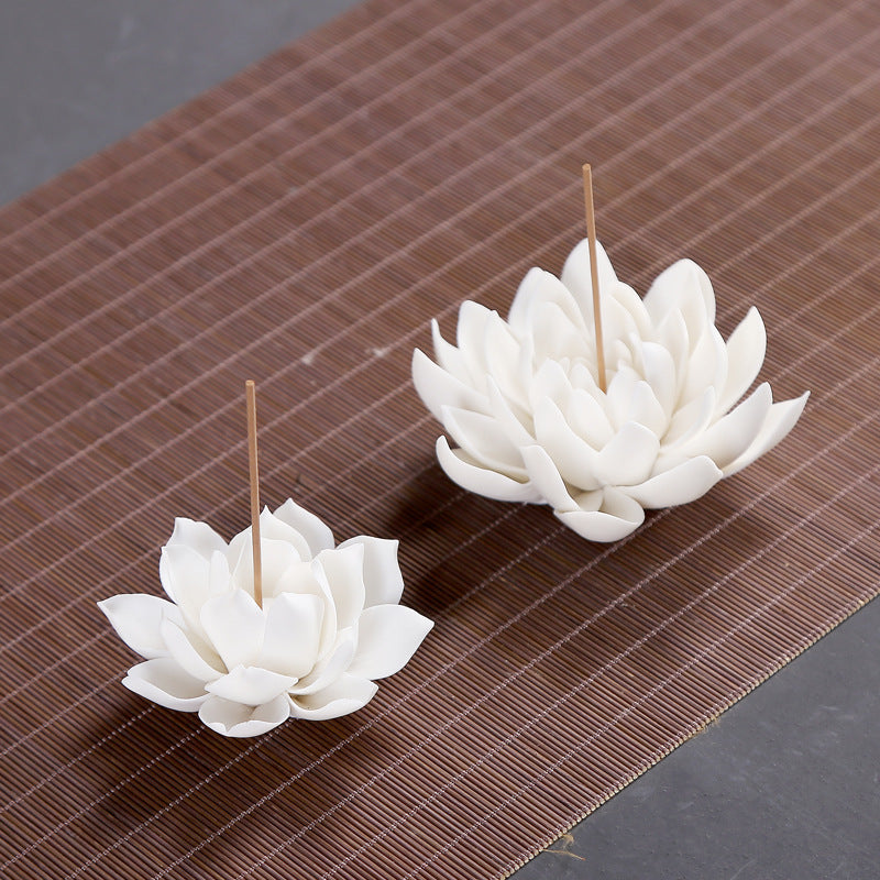 White Lotus Porcelain Incense Burner