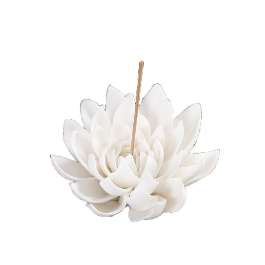 White Lotus Porcelain Incense Burner