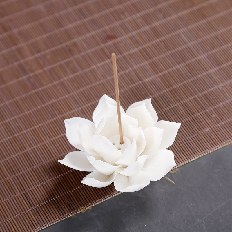 White Lotus Porcelain Incense Burner