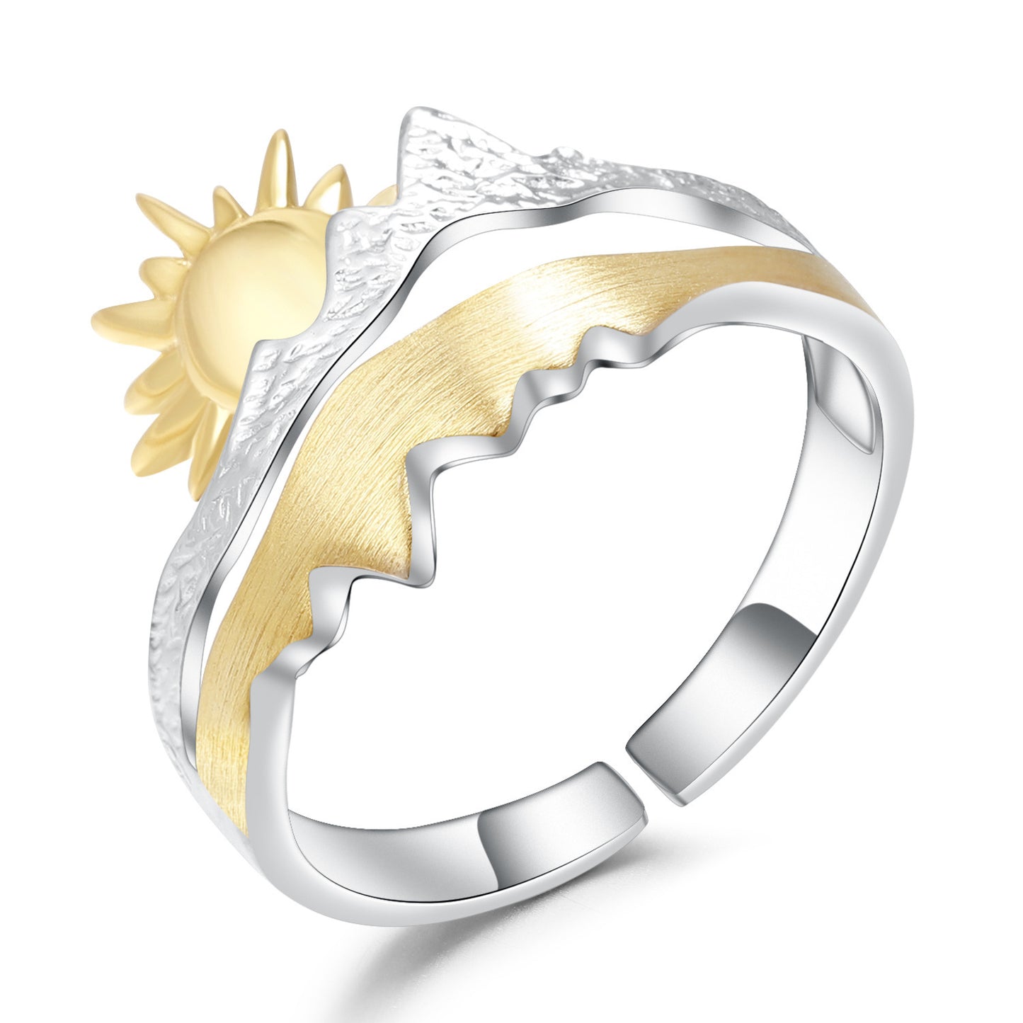 Sunrise Premium Designer Ring - 925 Sterling Silver Gold Plated