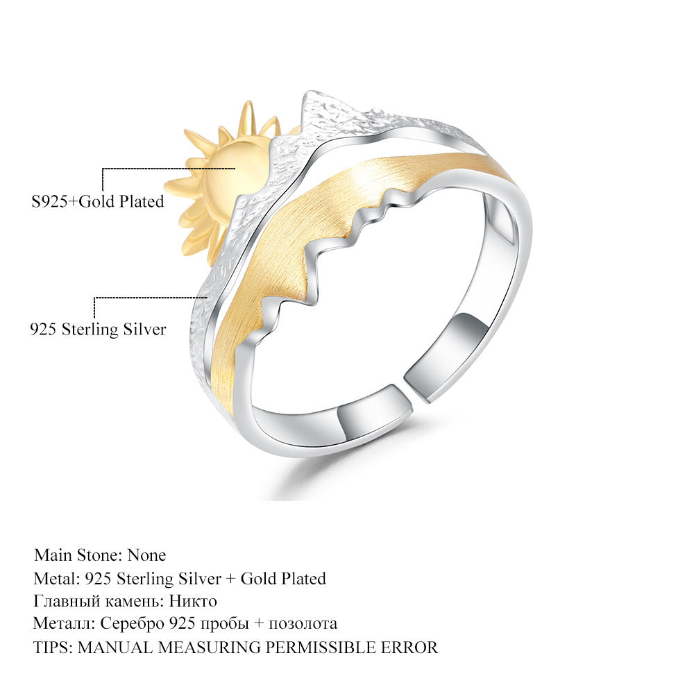 Sunrise Premium Designer Ring - 925 Sterling Silver Gold Plated